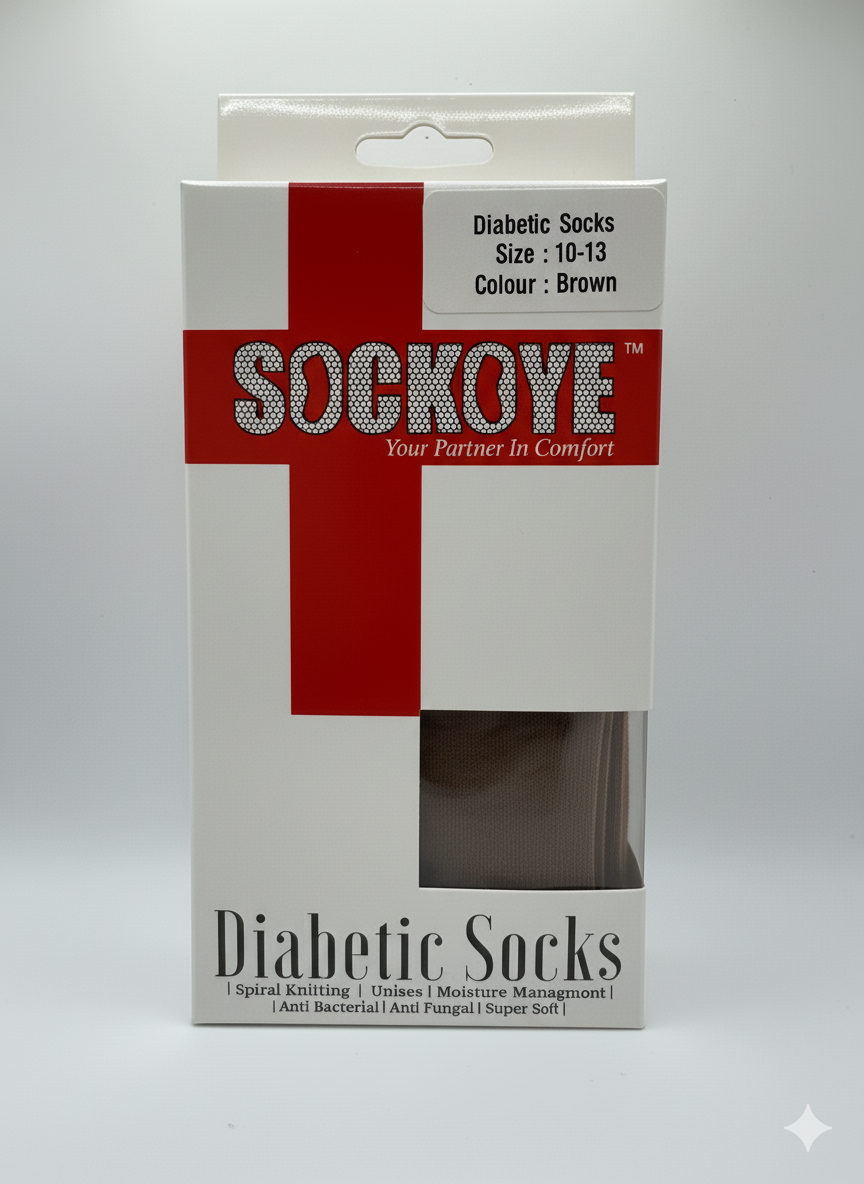 Diabetic Crew Socks Brown (Size 10-13)