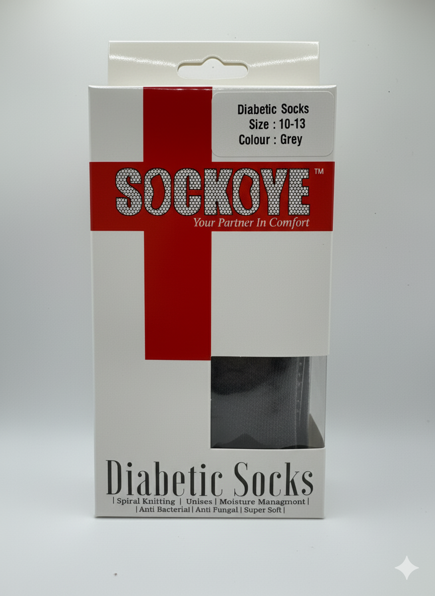 Diabetic Crew Socks Grey (Size 10-13)