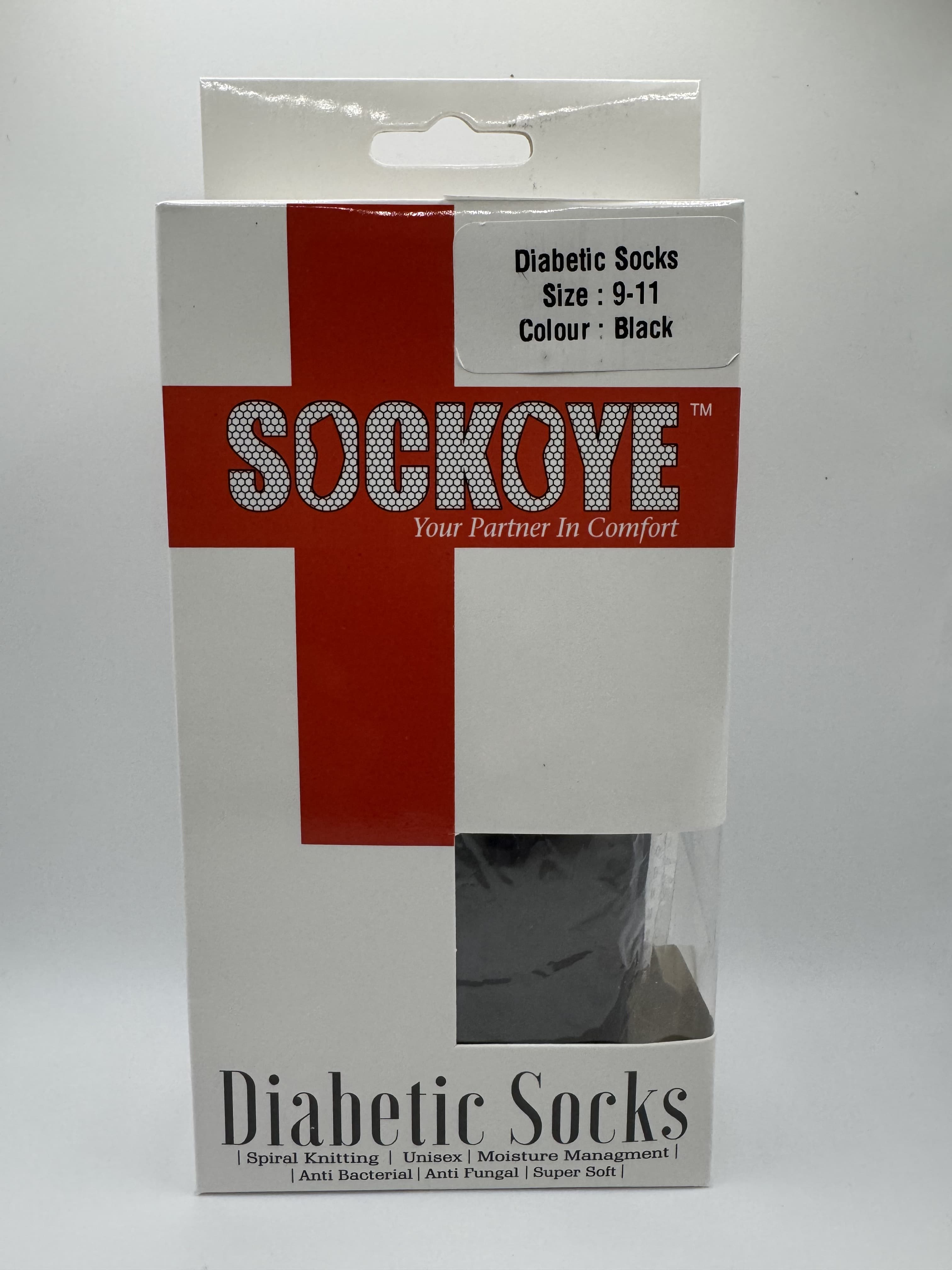 Diabetic Crew Socks Black (Size 9-11)