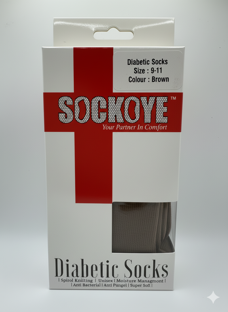 Diabetic Crew Socks Brown (Size 9-11)