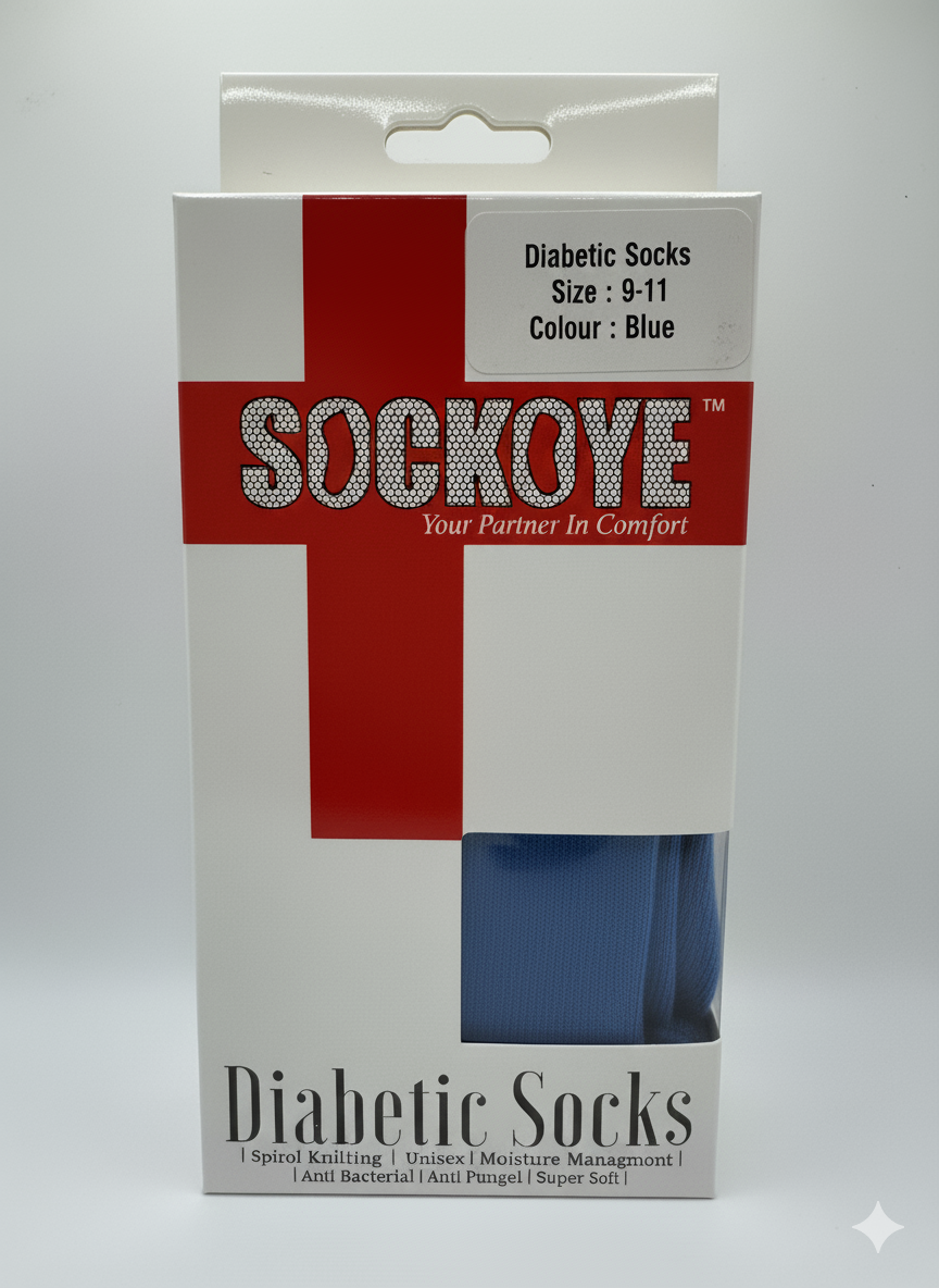Diabetic Crew Socks Blue (Size 9-11)