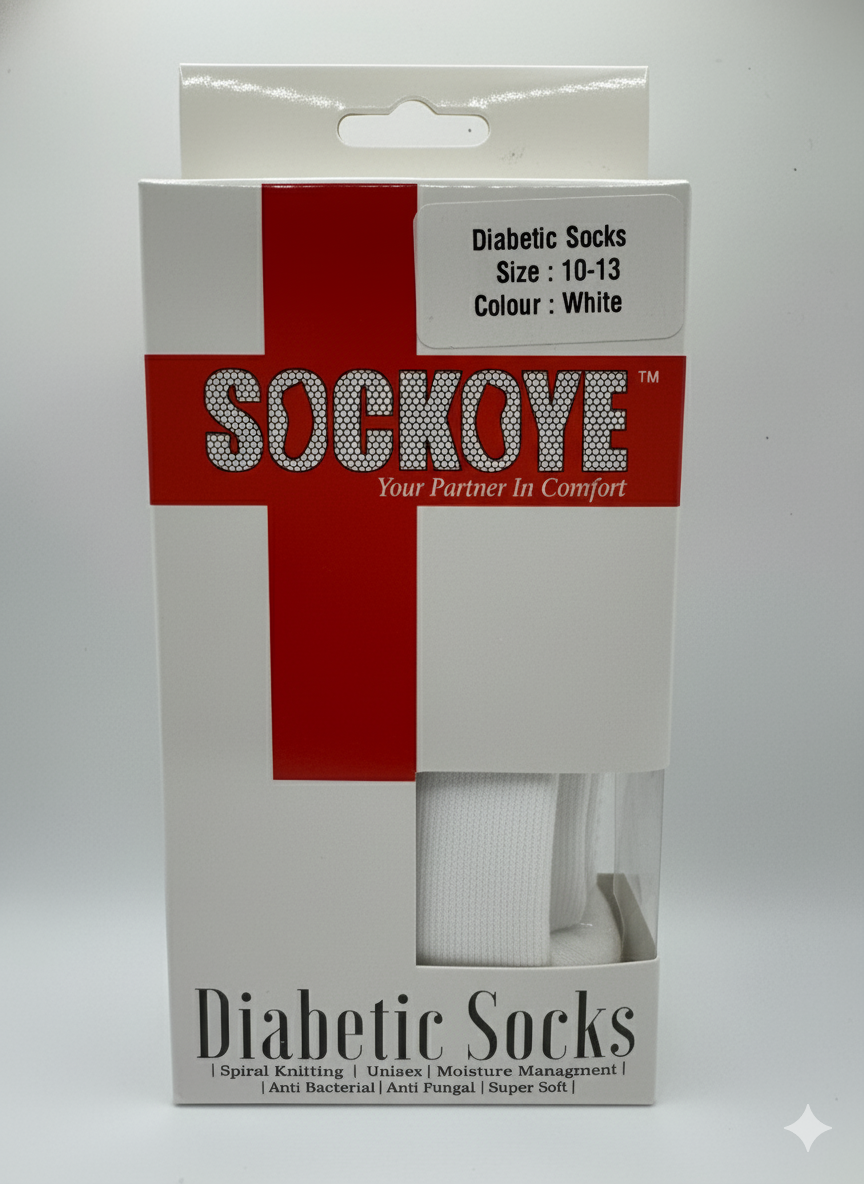 Diabetic Crew Socks White (Size 10-13)