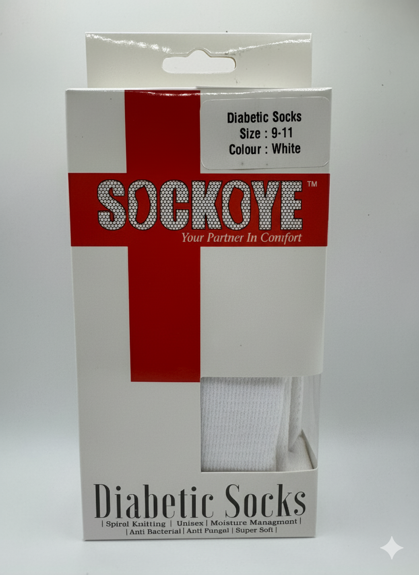 Diabetic Crew Socks White(Size 9-11)